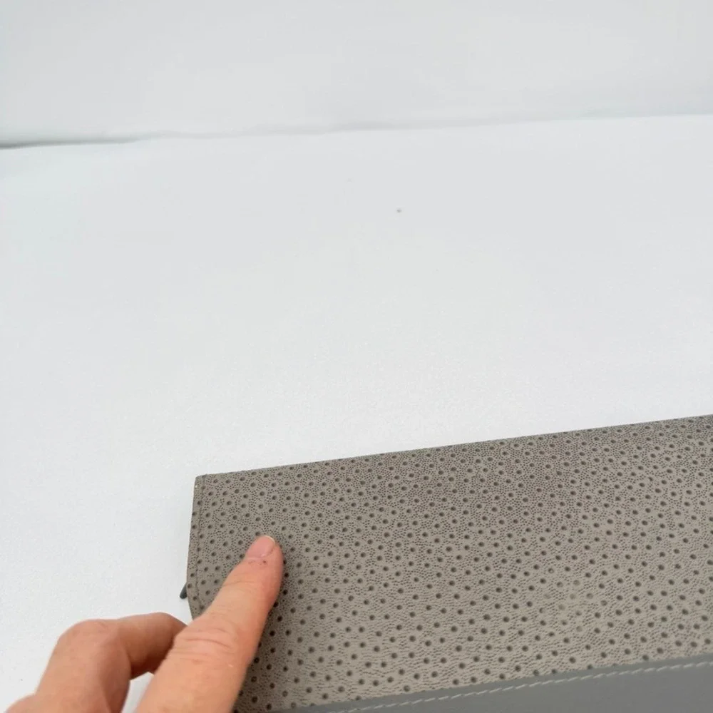 Johnson Stamping Manicure Set VTG Ostrich Embossed Grey Travel Kit Italy‎ Made